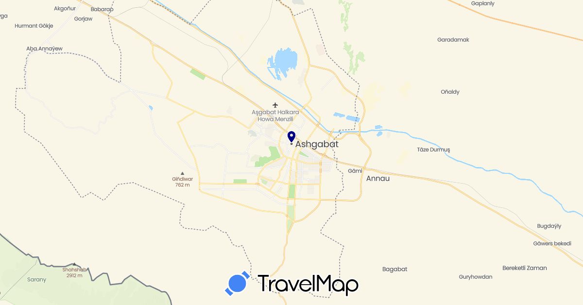 TravelMap itinerary: driving in Turkmenistan (Asia)